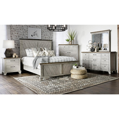 Start2Finish Bear Creek dresser with attached mirror, wooden bedroom furniture featuring multiple drawers and a sleek finish.