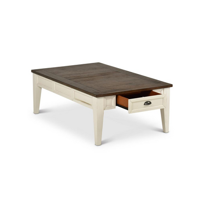 Start2Finish Cayla cocktail table in dark oak finish with a sleek round top and sturdy base, modern accent furniture.
