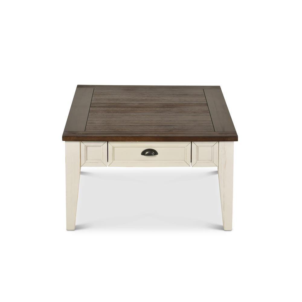 Start2Finish Cayla Cocktail Table in dark oak finish with a sleek, modern design and smooth tabletop for living room decor.