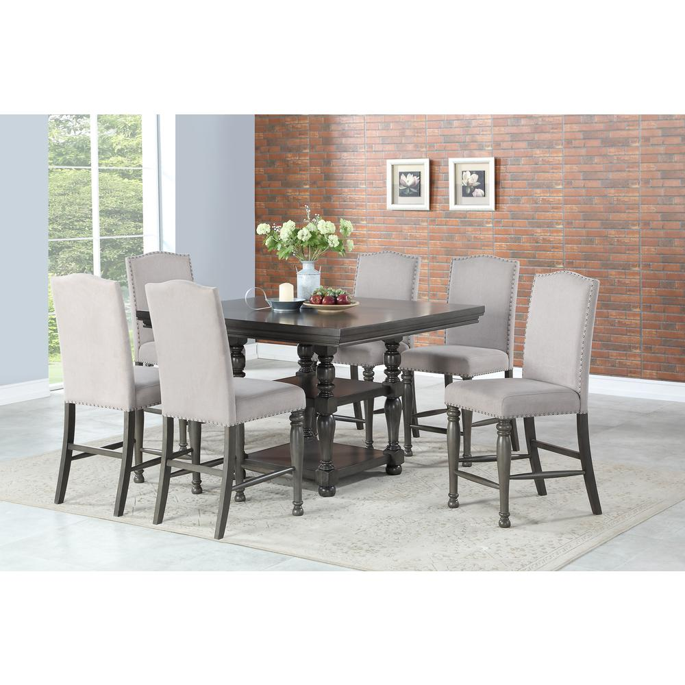 Start2Finish Caswell 7-piece counter set with sleek stainless steel utensils and black handles on a modern kitchen countertop.