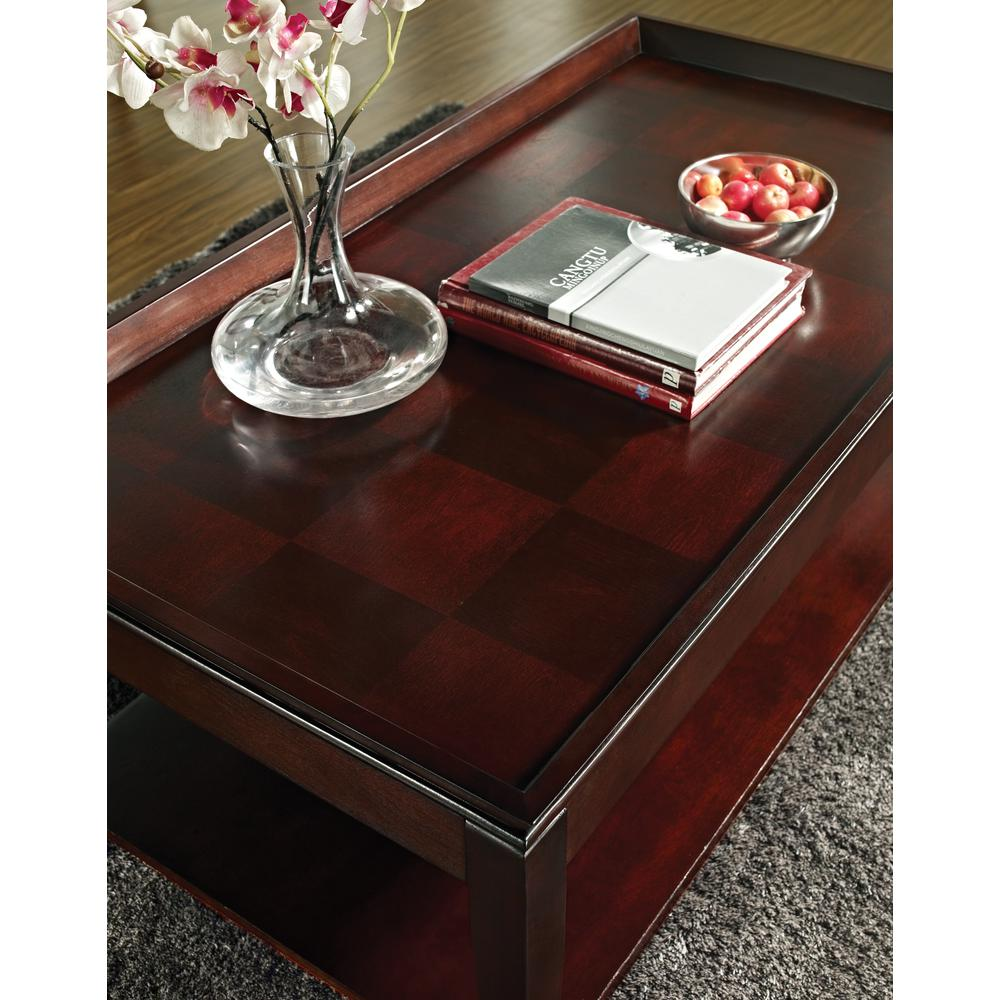 Start2Finish Clemson lift top cocktail table with wood finish and storage compartment, ideal for living room decor and functional use.