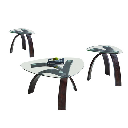 Start2Finish Pitman 3-piece occasional furniture set featuring a coffee table and two side tables with sleek wooden finishes.