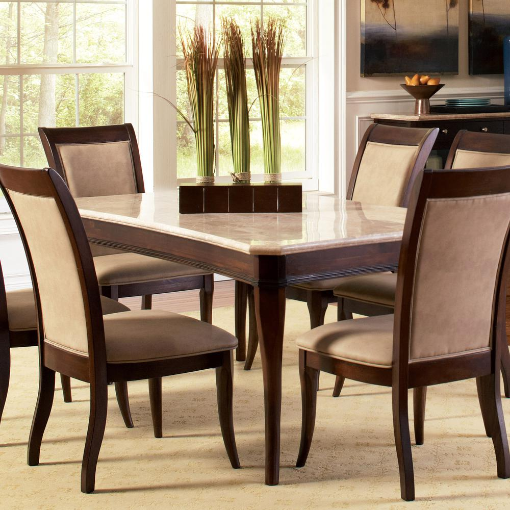 Start2Finish Marseille marble top table with a sleek, round marble surface and modern metal base, ideal for contemporary dining spaces.