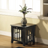 Start2Finish Cassidy end table with 23x28x23-inch wooden surface and modern design, shown in a living room setting.