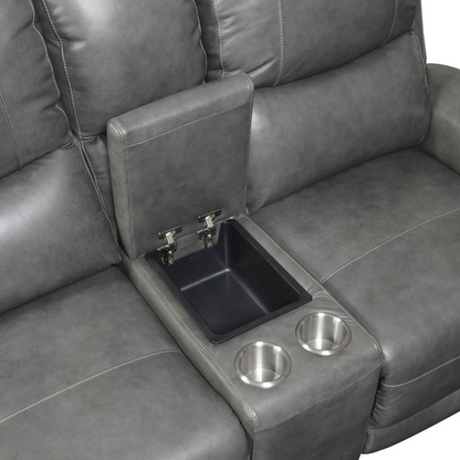Start2Finish Laurel Pwr-Pwr Console Loveseat in soft fabric with built-in console and plush cushions for comfortable seating.