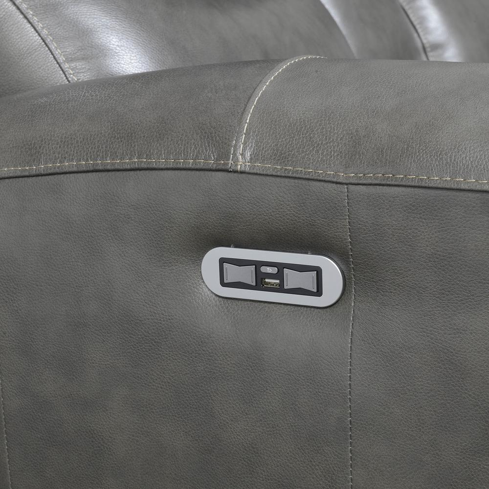 Start2Finish Laurel Pwr-Pwr Grey sofa with plush upholstery and modern design, featuring visible armrests and cushions.
