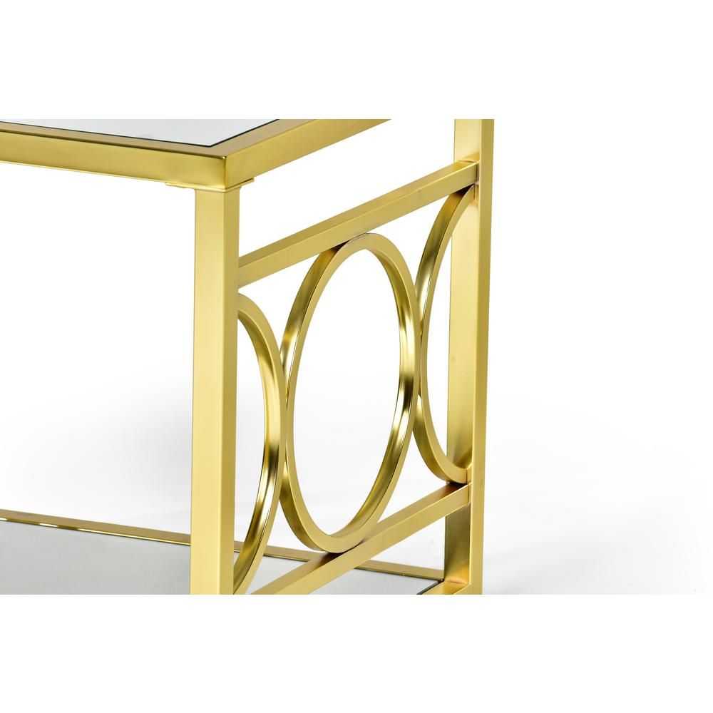 Gold Olympia end table by Start2Finish featuring a sleek round top and modern design, perfect for living room or bedroom decor.