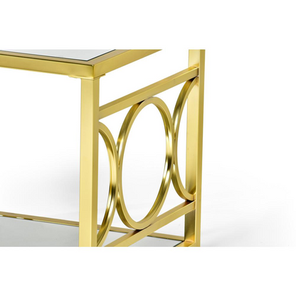 Gold Olympia end table by Start2Finish featuring a sleek round top and modern design, perfect for living room or bedroom decor.