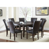 Start2Finish Hartford 72-inch dining set with nine brown chairs, wooden table and elegant dining room furniture.