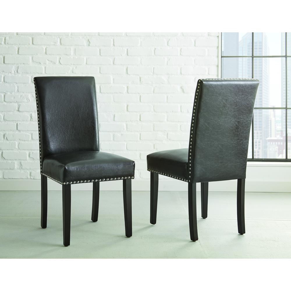 Black Verano vegan leather side chair by Start2Finish with a modern, sleek design for stylish home or office furniture.