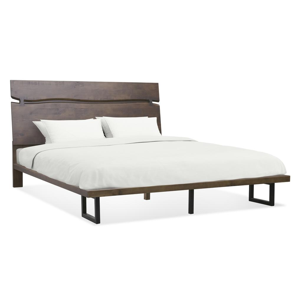 Start2Finish Pasco Queen Bed with a wooden frame and headboard, shown in a contemporary bedroom setting.