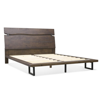 Start2Finish Pasco Queen Bed with a modern wooden frame and neutral upholstery in a stylish bedroom setting.