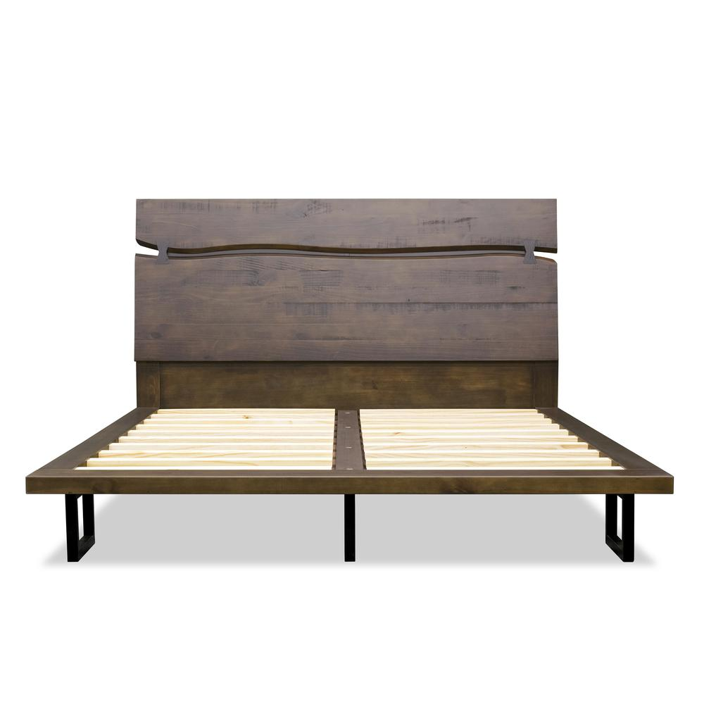 Start2Finish Pasco Queen Bed with a wooden frame and neutral upholstered headboard, shown in a modern bedroom setting.