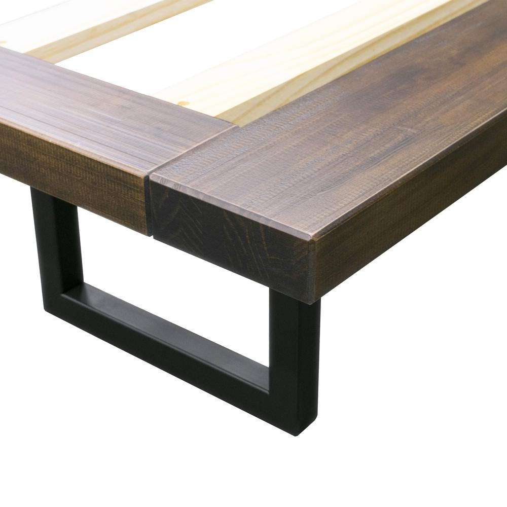 Start2Finish Pasco Queen Bed with wooden frame and upholstered headboard, shown in a modern bedroom setting.