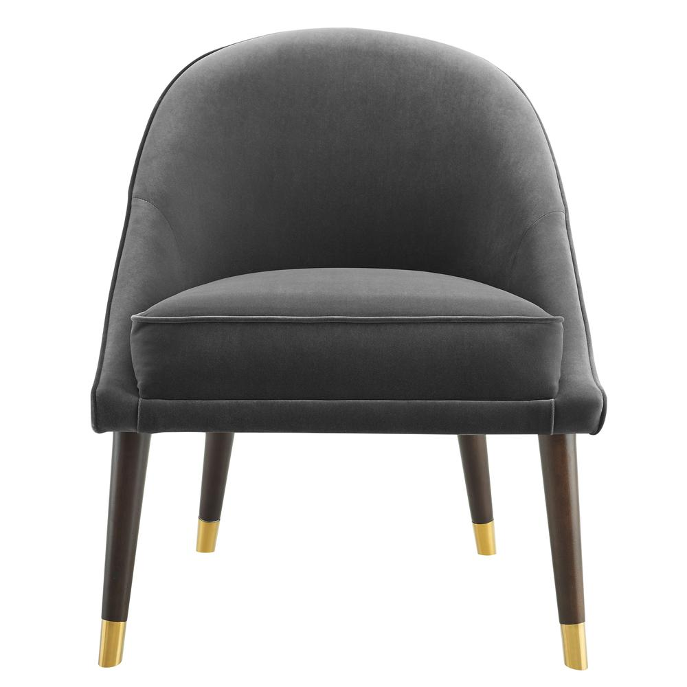 Start2Finish Avalon velvet accent chair with plush upholstery and sleek wooden legs, perfect for modern living spaces.