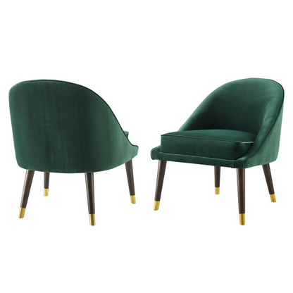 Green Avalon velvet accent chair by Start2Finish with plush upholstery and a modern design, shown in a stylish home setting.