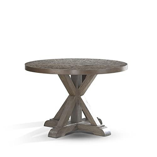 Start2Finish Molly round dining table, 48-inch diameter with a smooth wooden surface and sturdy legs, ideal for dining spaces.