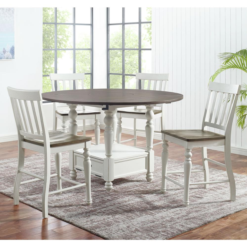 Start2Finish Joanna 5-piece counter height dining set with four chairs and a table, featuring modern design and wood finish.