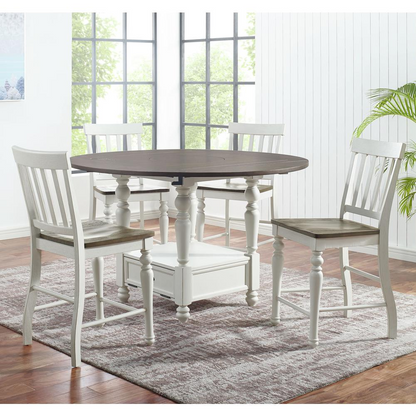 Joanna 9-piece Counter Dining Set by Start2Finish includes a table and matching chairs in a modern wood finish.