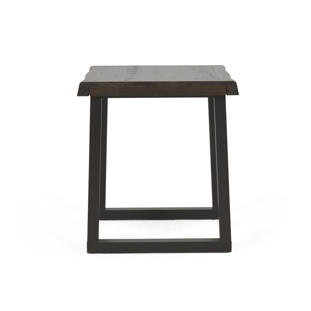 Start2Finish Jennings live edge end table showing natural wood grain and sleek modern design in a furniture image.