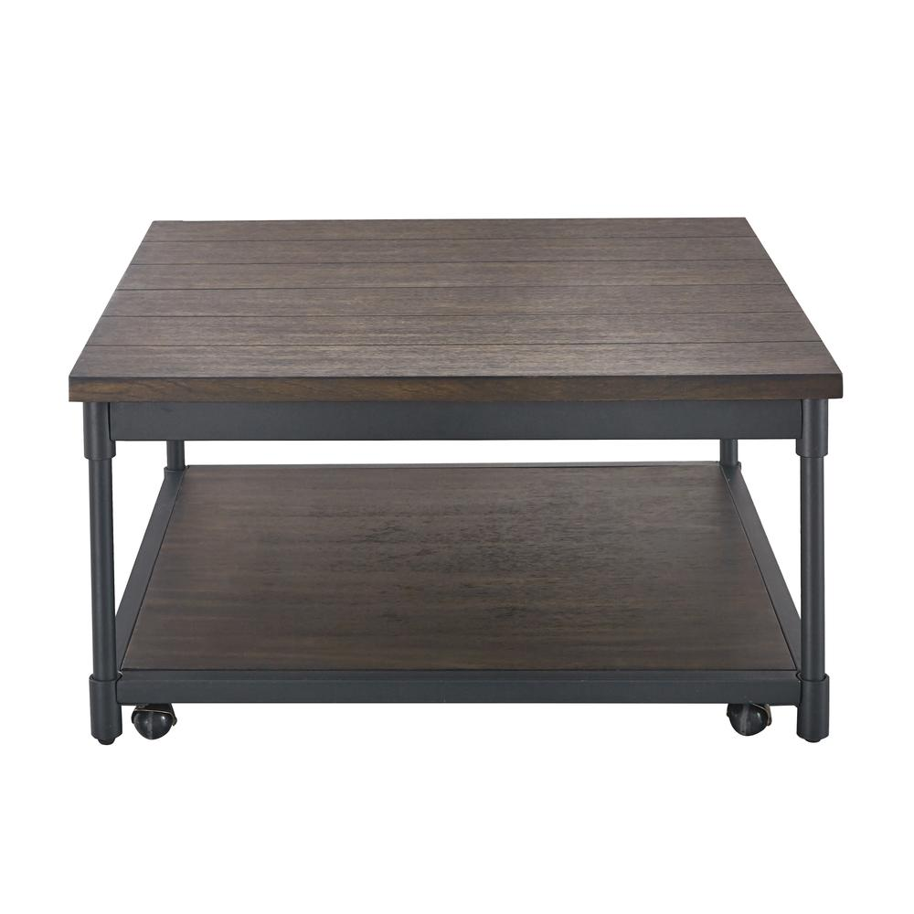 Start2Finish Prescott lift-top square cocktail table with a dark wood finish, featuring a lift-top design and sturdy legs.