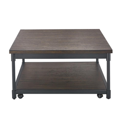 Start2Finish Prescott lift-top square cocktail table with a dark wood finish, featuring a lift-top design and sturdy legs.