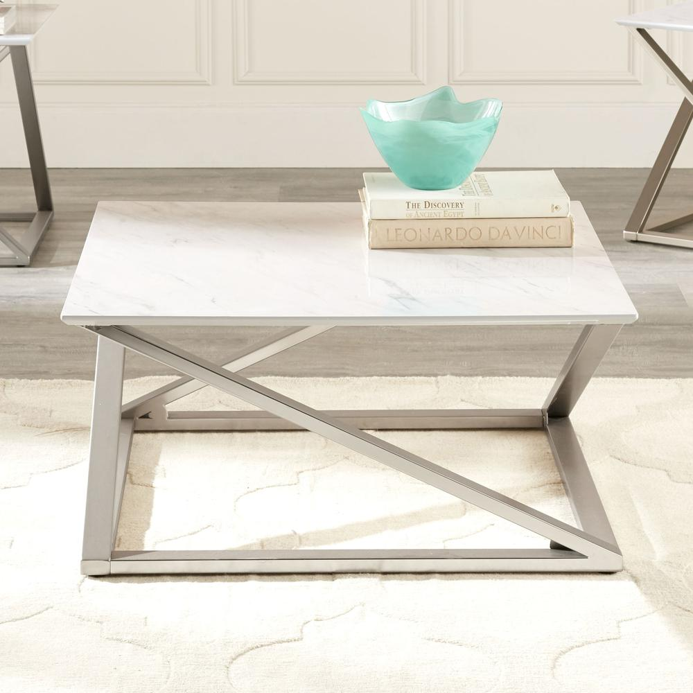 Start2Finish Zurich faux white marble top with smooth surface and elegant marble pattern, suitable for various furniture pieces.