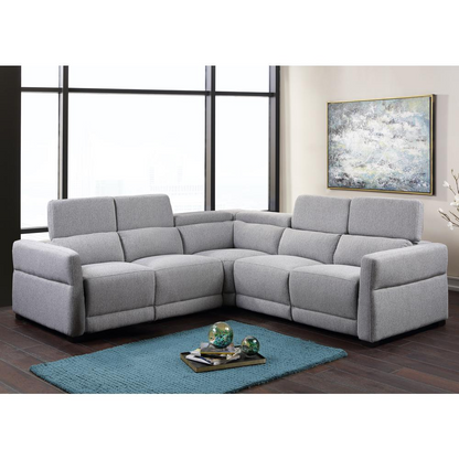 Start2Finish Isla Power Reclining Sectional sofa with plush cushions, fabric upholstery, and adjustable reclining seats.