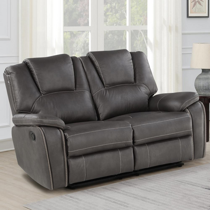 Katrine Charcoal Manual Loveseat by Start2Finish with plush fabric, cushioned seats, and modern design for comfortable seating.