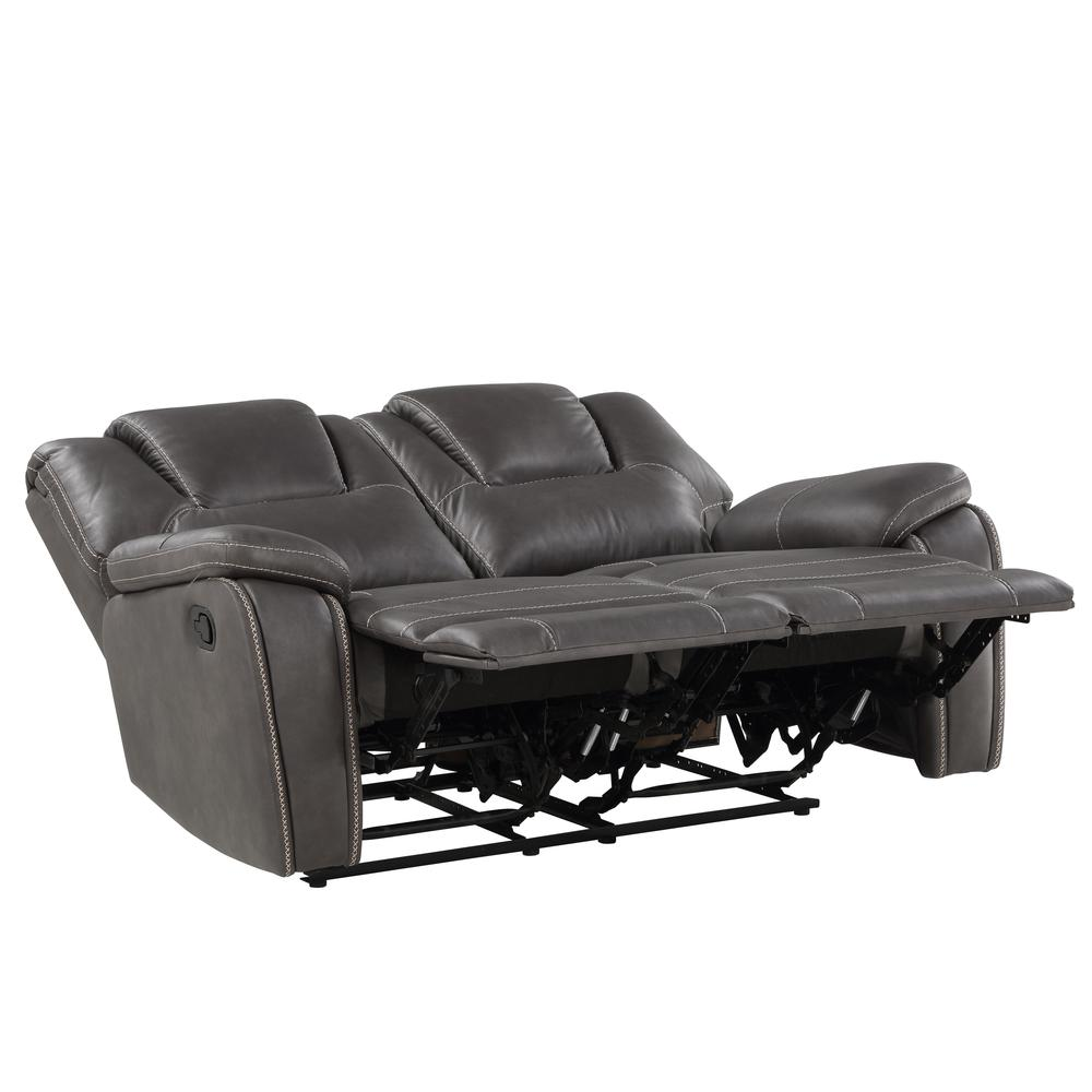 Katrine Charcoal Manual Loveseat by Start2Finish with plush fabric, cushioned backrests, and sleek modern design.