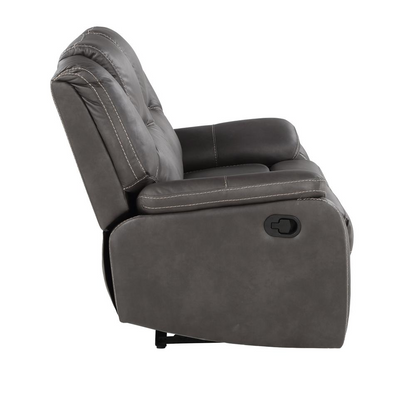Katrine Charcoal Manual Loveseat by Start2Finish with plush fabric, cushioned backrest and armrests, ideal for cozy living spaces.