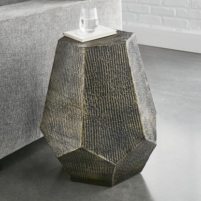 Donato hexagon end table by Start2Finish featuring a sleek geometric design and a smooth wood finish.