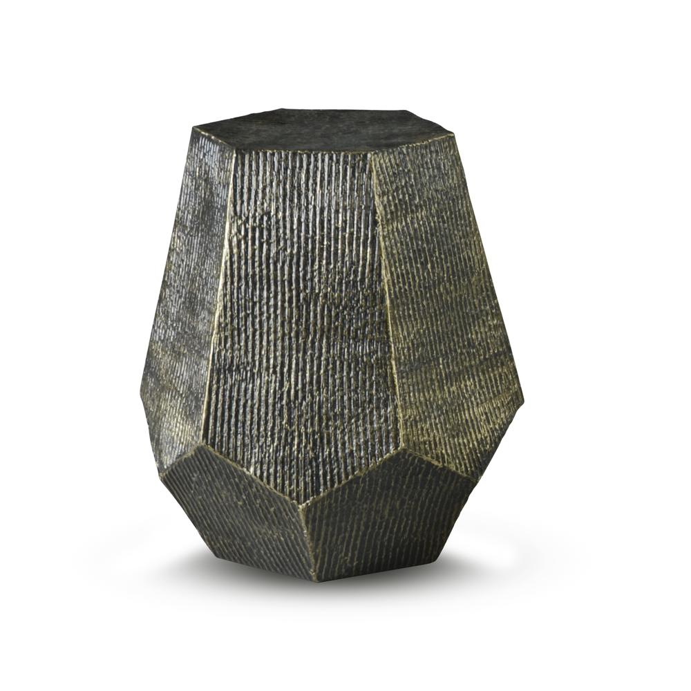 Start2Finish Donato hexagon end table with wooden top and black metal legs, modern accent piece for living rooms.