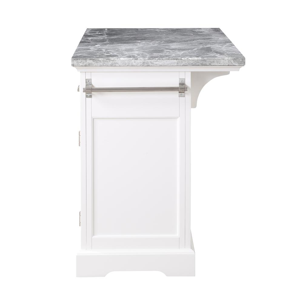 Start2Finish Zermatt kitchen island with wood finish, featuring spacious countertop and storage cabinets for modern kitchen use.