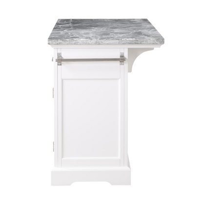Start2Finish Zermatt kitchen island with wood finish, featuring spacious countertop and storage cabinets for modern kitchen use.