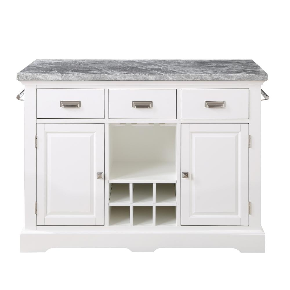 Start2Finish Zermatt Kitchen Island furniture with spacious countertop and open storage shelves in a modern kitchen setting.