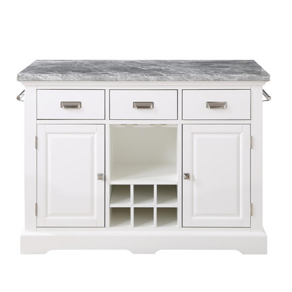 Start2Finish Zermatt Kitchen Island furniture with spacious countertop and open storage shelves in a modern kitchen setting.