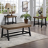Start2Finish Ralston 3-piece occasional set with modern wooden tables and neutral fabric-upholstered chairs in a stylish living room setting.
