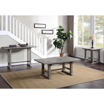 Start2Finish Whitford end table with a round wooden top and sleek metal legs, ideal for living room or bedroom decor.