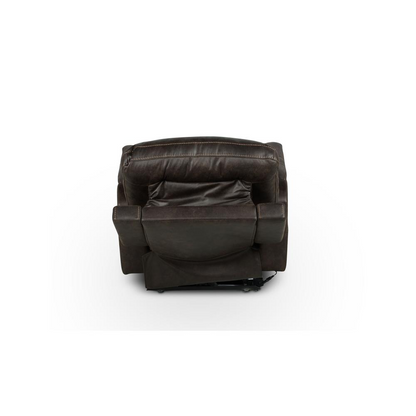 Start2Finish Lexington Power Media Recliner in dark fabric with plush cushioning and built-in reclining feature.