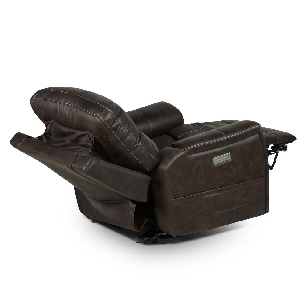 Start2Finish Lexington Power Media Recliner in dark upholstery with plush cushioning and built-in recline feature.