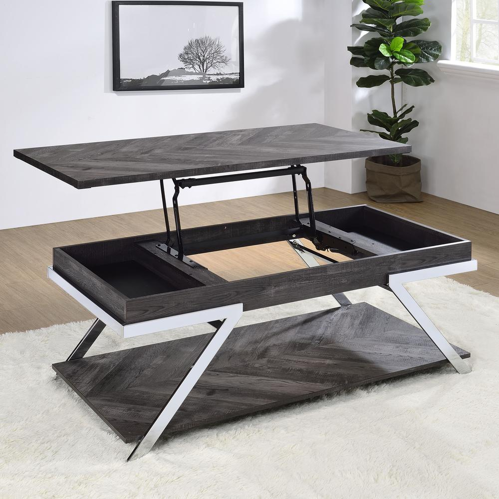 Start2Finish Roma Lift Top Cocktail Table with wood finish, showing the table&