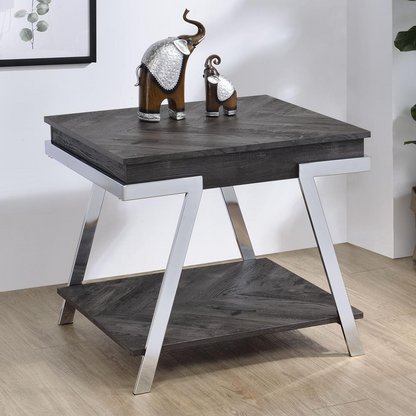 Start2Finish Roma end table featuring a sleek wooden surface and tapered legs, ideal for living room or bedroom decor.