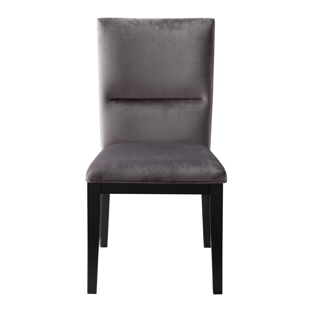 Gray Amalie Side Chair by Start2Finish with a modern design, featuring a cushioned seat and sleek metal legs.