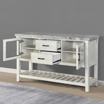 Canova gray marble top server by Start2Finish with elegant marble surface and sturdy wooden base for stylish dining storage