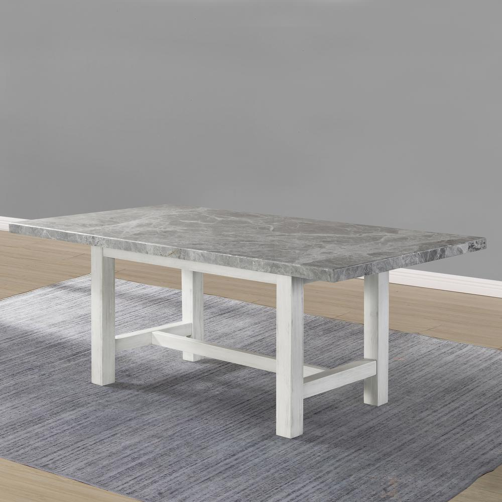 Start2Finish Canova gray marble top dining table with sleek, modern design and sturdy wooden legs, perfect for contemporary dining rooms.