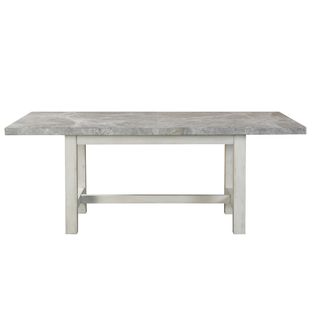 Canova gray marble top dining table by Start2Finish, showcasing a sleek marble surface and sturdy wooden legs.
