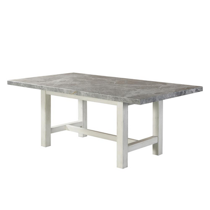 Start2Finish Canova Gray Marble Top Dining table with sleek marble surface and modern wooden legs, perfect for stylish dining spaces.