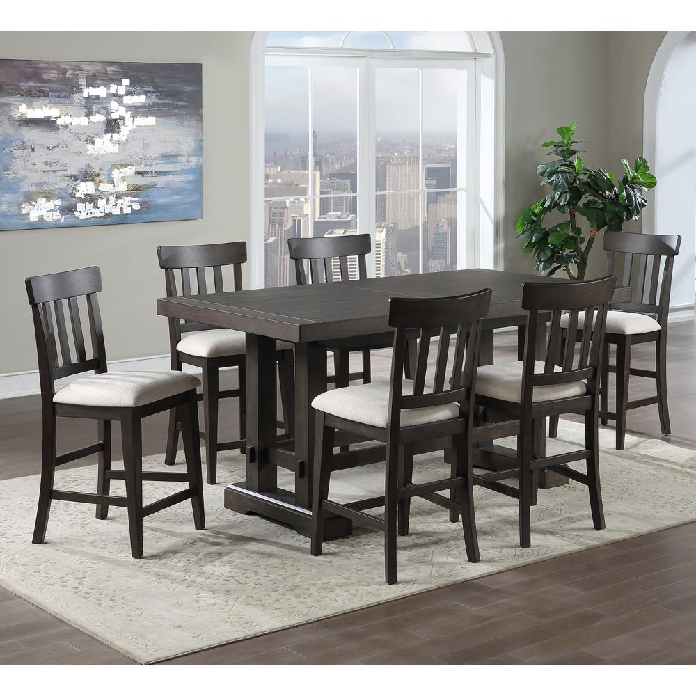 Napa 7-piece counter height dining set by Start2Finish with table and six matching chairs, dark wood finish.
