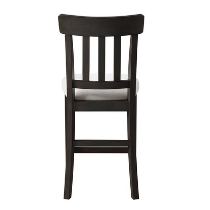 Set of two Start2Finish Napa counter chairs with wooden frames and cushioned seats, ideal for kitchen or bar area.